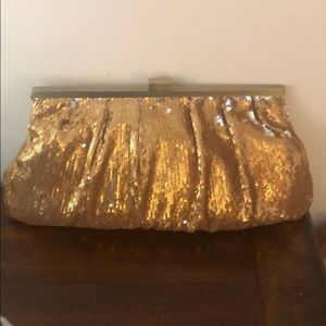 NWT Sequin Rouched clutch Arden B gold